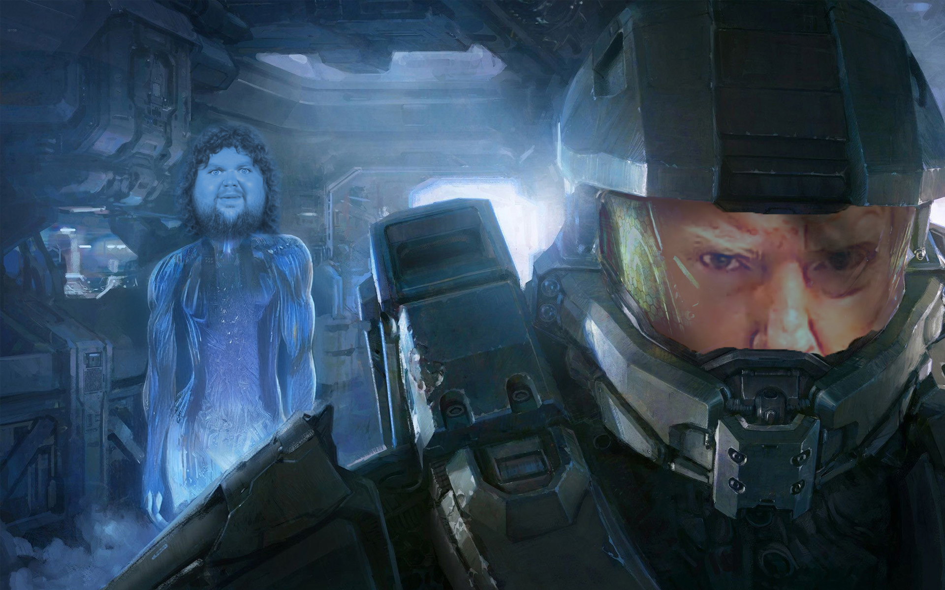Image of Trump as Master Chief and JD Vance as Cortana