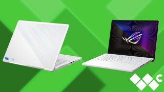 Image of the ASUS ROG Zephyrus G14 on a green background.