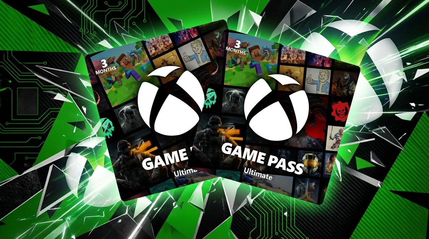 Two Xbox Game Pass Ultimate (3-months) codes on a field of green and black.