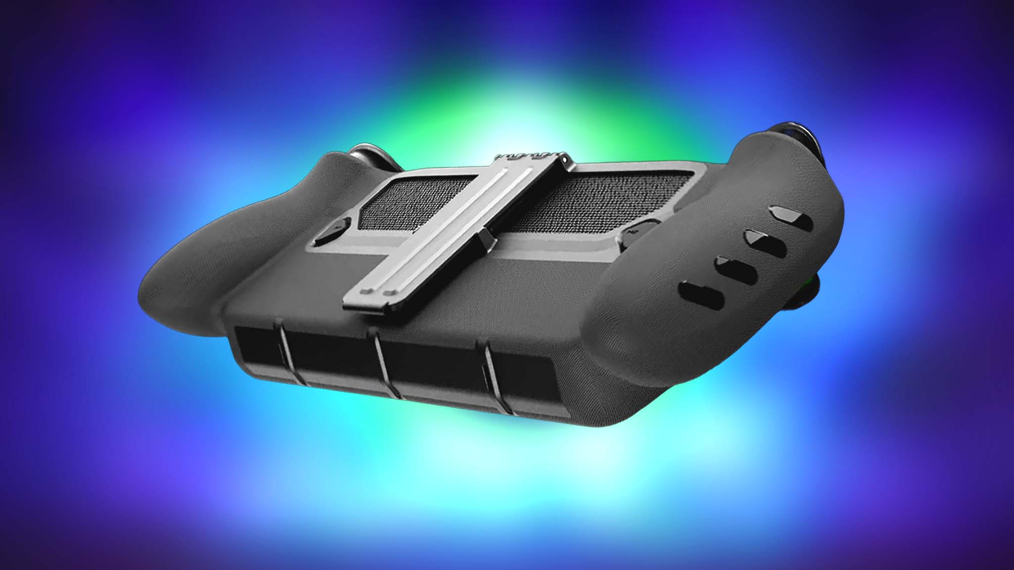 The backside of the dBrand Killswitch case on the Xbox Ally X, showing the kickstand.