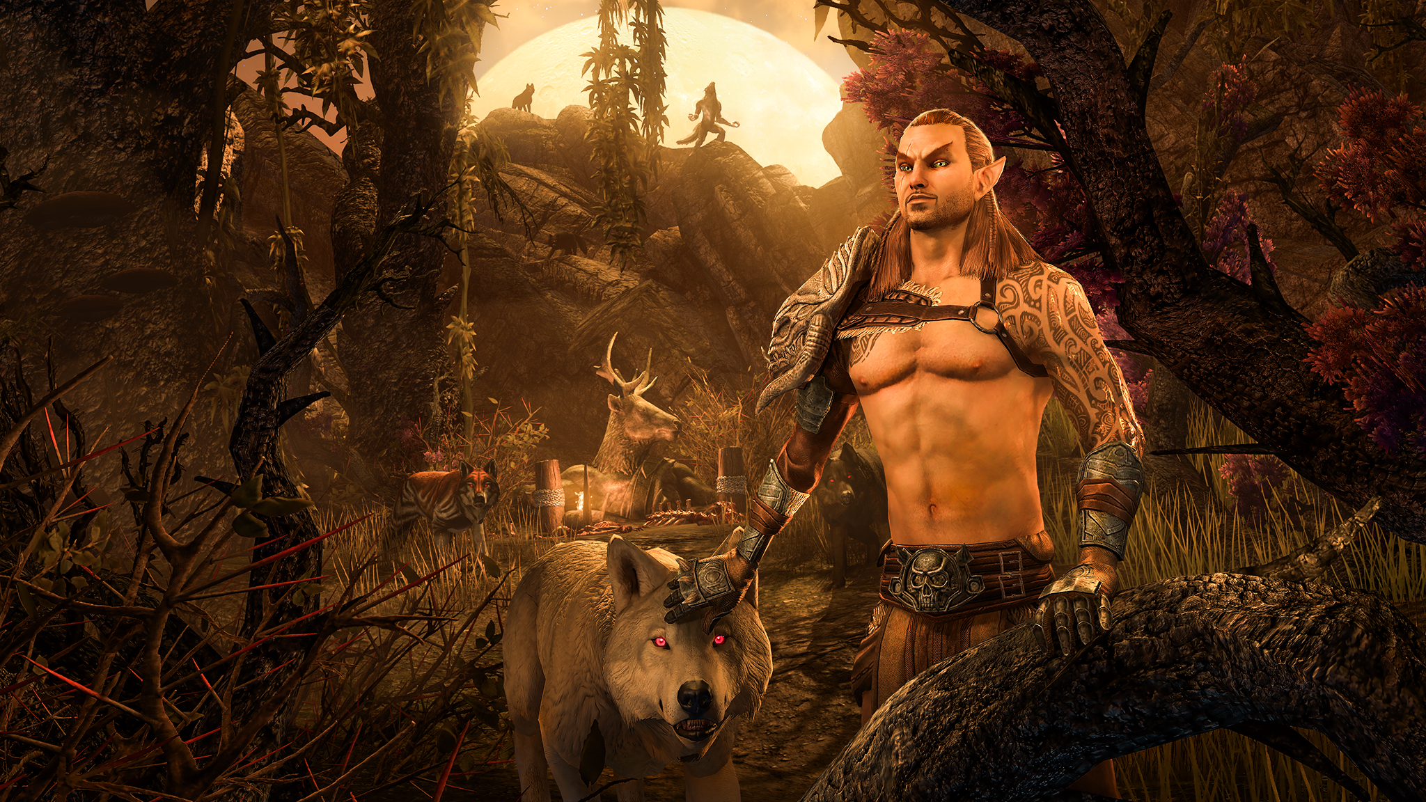 A screenshot from The Elder Scrolls Online showing werewolf Firralthel.