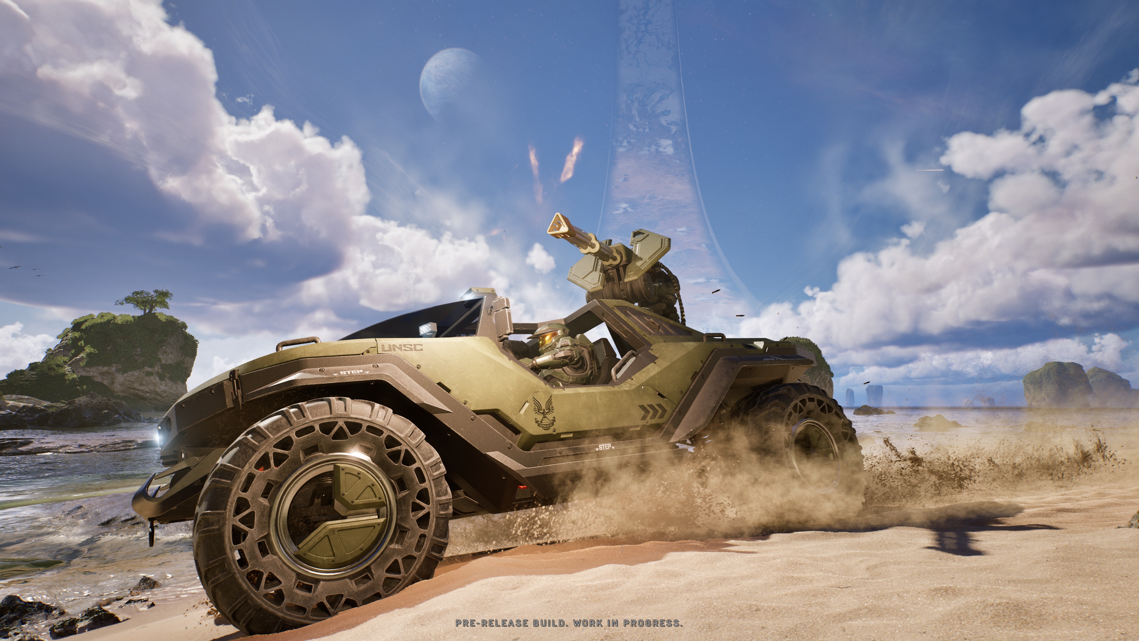 Master Chief in a Warthog in Halo: Campaign Evolved