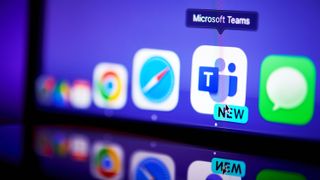 Microsoft Teams app and logo running on a laptop and smartphone.